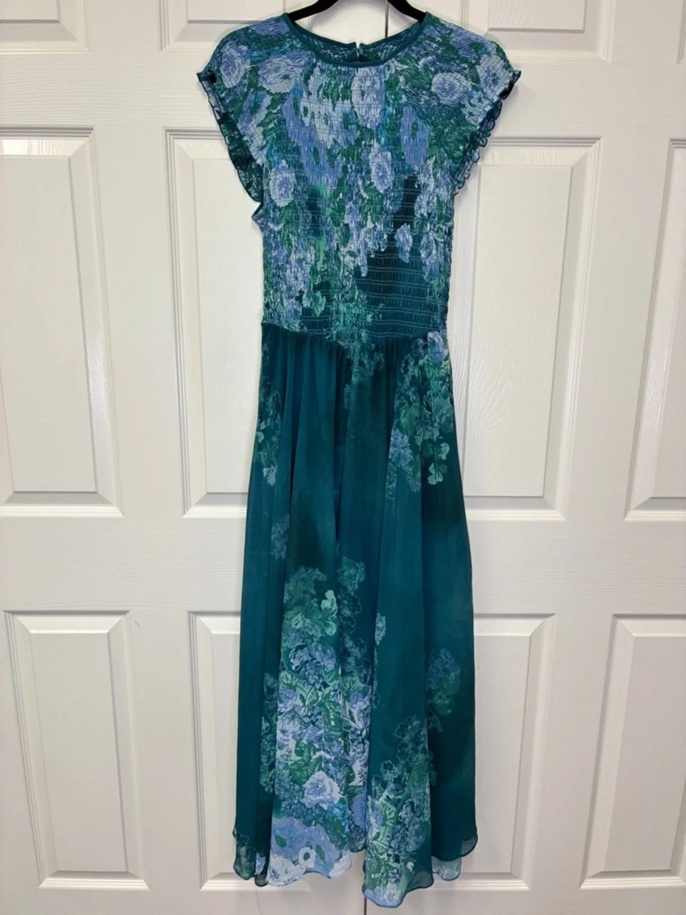 Free People Teal Floral Backless Maxi Dress - Picture 5 of 8